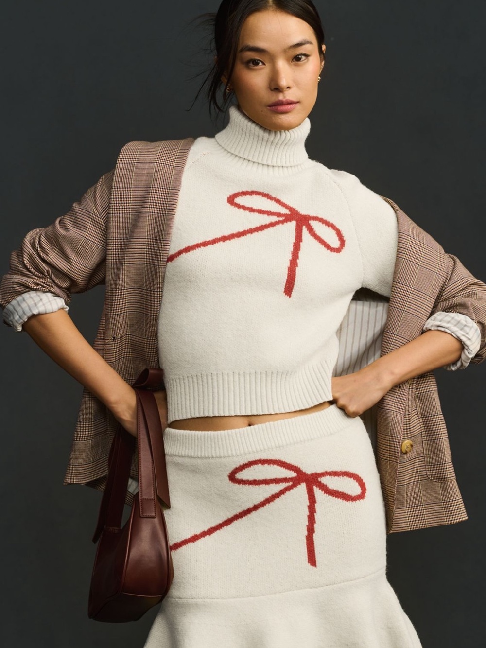 En Saison Merrill Short Sleeve Bow Crop Sweater - Picture 6 of 8
